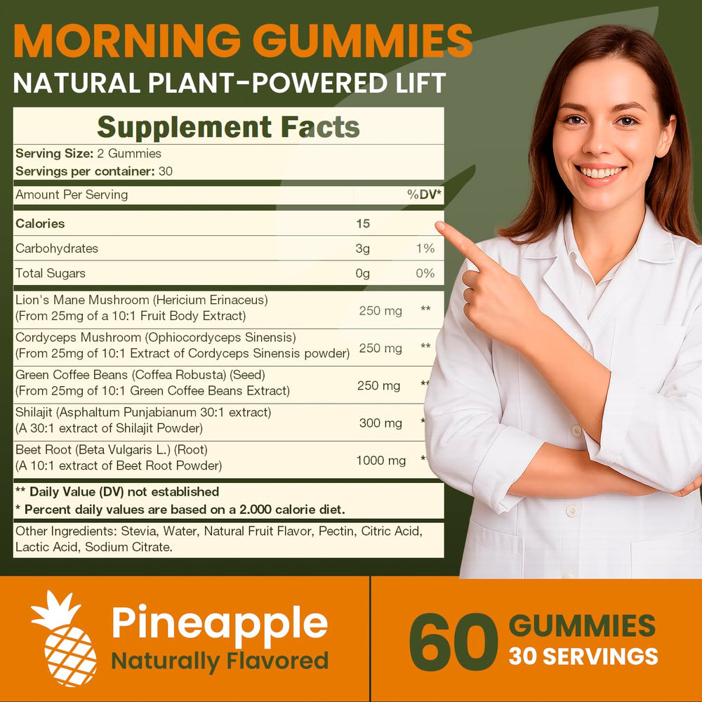 Gummies enriched with green coffee bean extract for natural wakefulness and focus