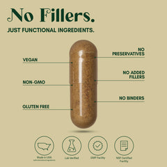 Rootful Mind Alpha Focus label view showcasing key ingredients.