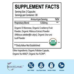 Rootganic Total Fem cranberry powder closeup highlights organic, urinary tract friendly antioxidant-rich berry.