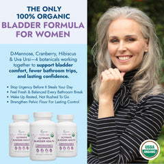 Rootganic Total Fem D-mannose ingredients closeup signals natural support for efficient urinary function.