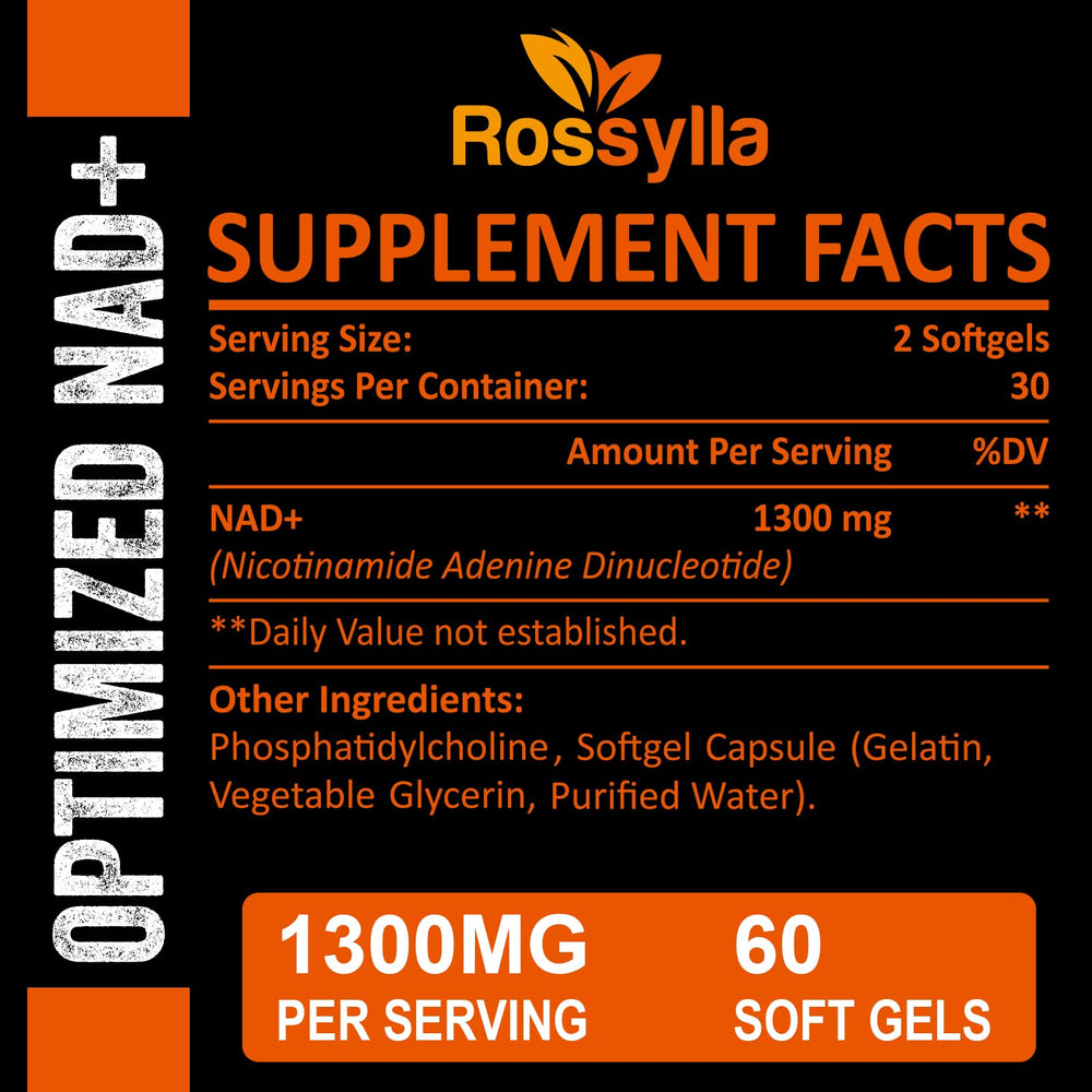 Close-up of Rossylla NAD+ capsules for easy daily use.