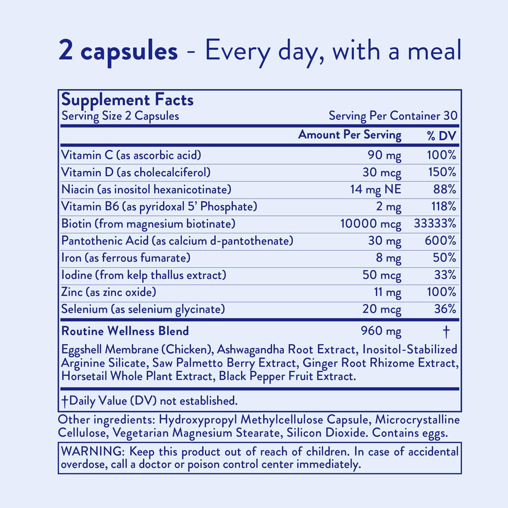 Routine Wellness gluten-free vegetarian label reassures clean ingredients