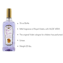 Royal Violets packaging on a nursery shelf illustrating a gentle, kid-friendly fragrance.