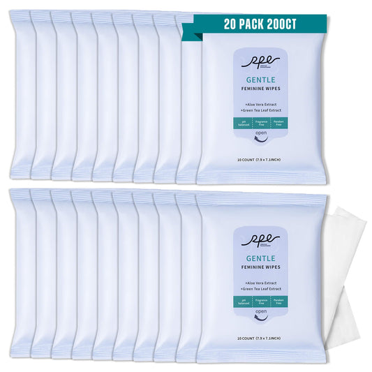 RPE Life large feminine wipes, pack-front for on-the-go cleansing.