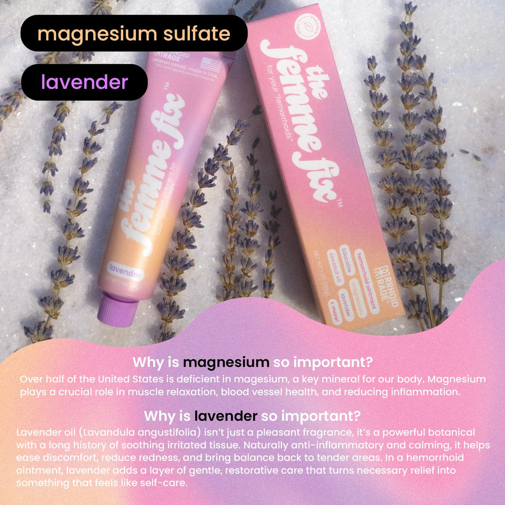 Rrhoid Rage Femme Fix magnesium blend supports swelling relief.