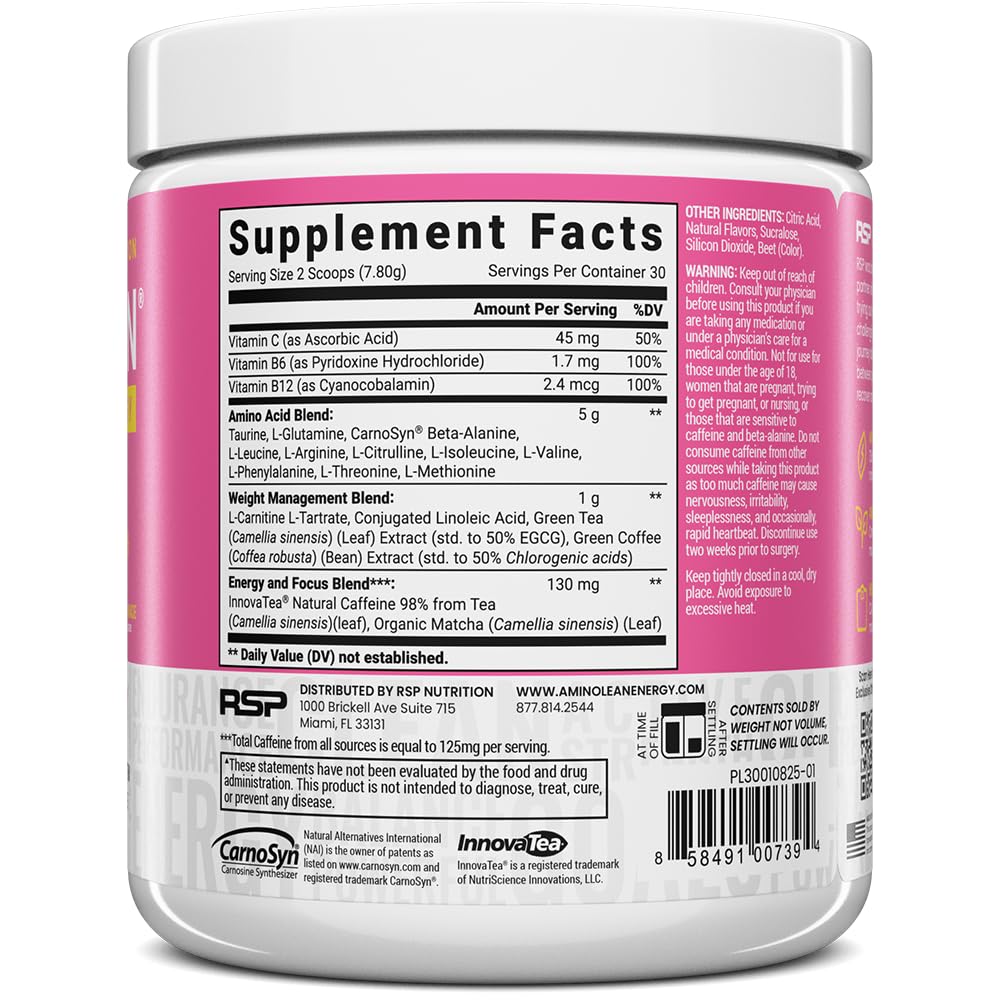 RSP NUTRITION AminoLean afternoon pick-me-up for sustained alertness
