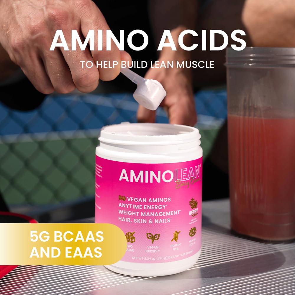 RSP AminoLean Berry Elixir label close-up with vegan and gluten-free indicators.