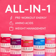 Close-up of AminoLean label highlighting vegan BCAAs and EAAs