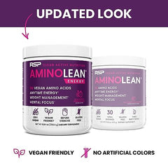 AminoLean label close-up highlighting natural caffeine and EAAs for performance support