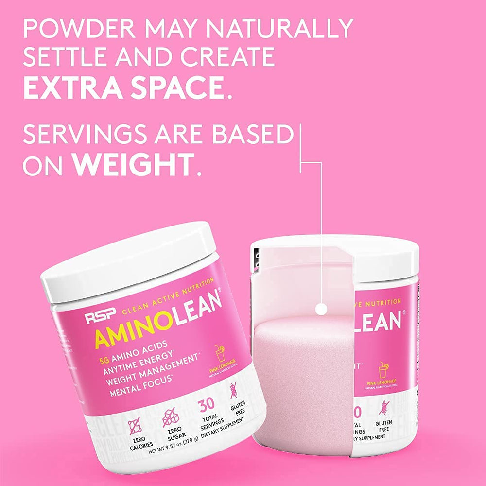 Zero sugar and gluten-free attributes shown on AminoLean label