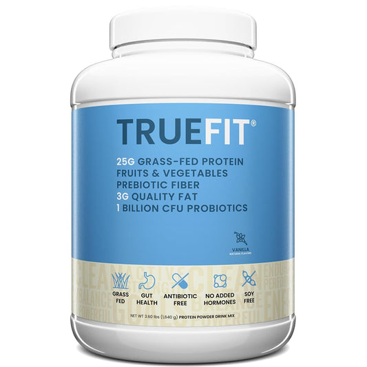 RSP TrueFit high fiber protein powder bag highlighting fiber-rich formula for daily use.