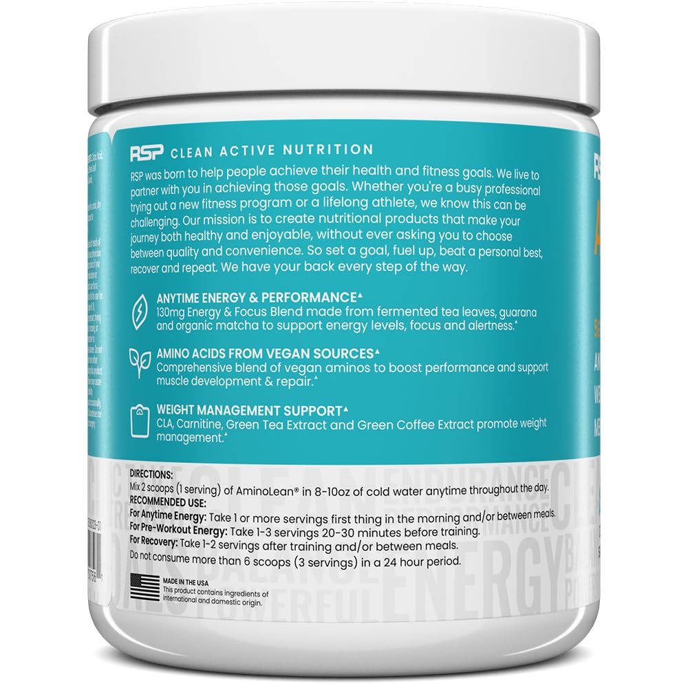 RSP AminoLean morning substitute for coffee with tropical flavor