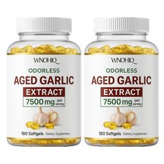 RTQSU aged garlic extract odorless softgels in bottle, high-potency daily support.