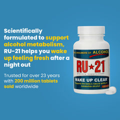 RU-21 pills before drinking closeup for a smoother tomorrow morning.