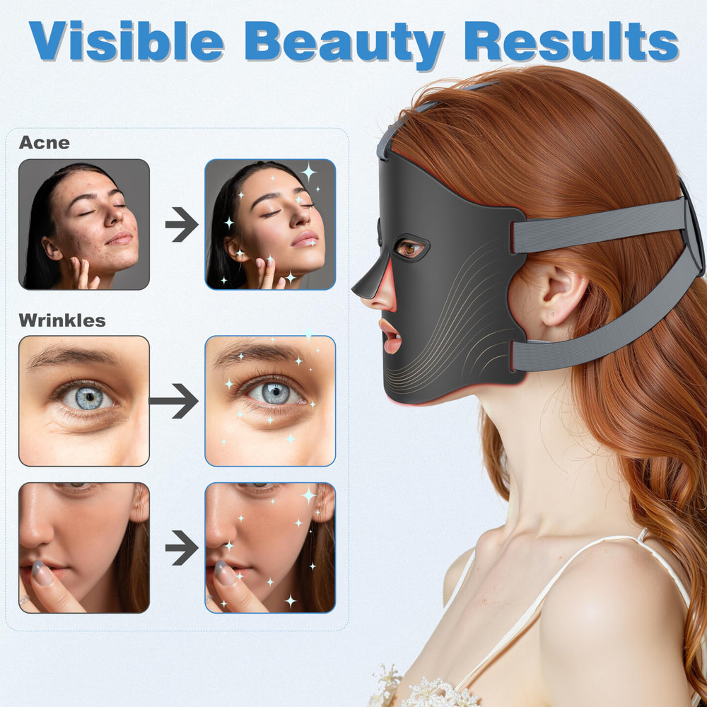 RubraVive LED Light Mask used at home for non-invasive light therapy sessions.