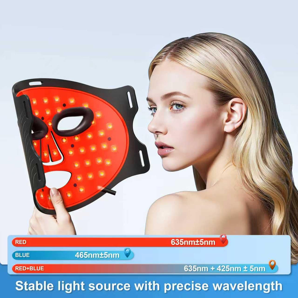 Close-up of RubraVive mask inner surface with 64 LEDs ready for facial sessions.