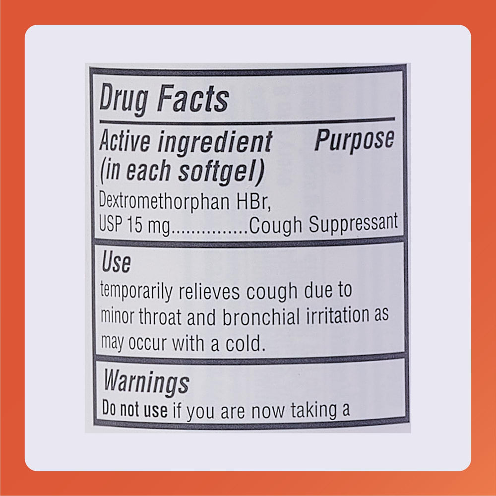 Rugby adult cough-relief softgel ready for on-the-go relief.
