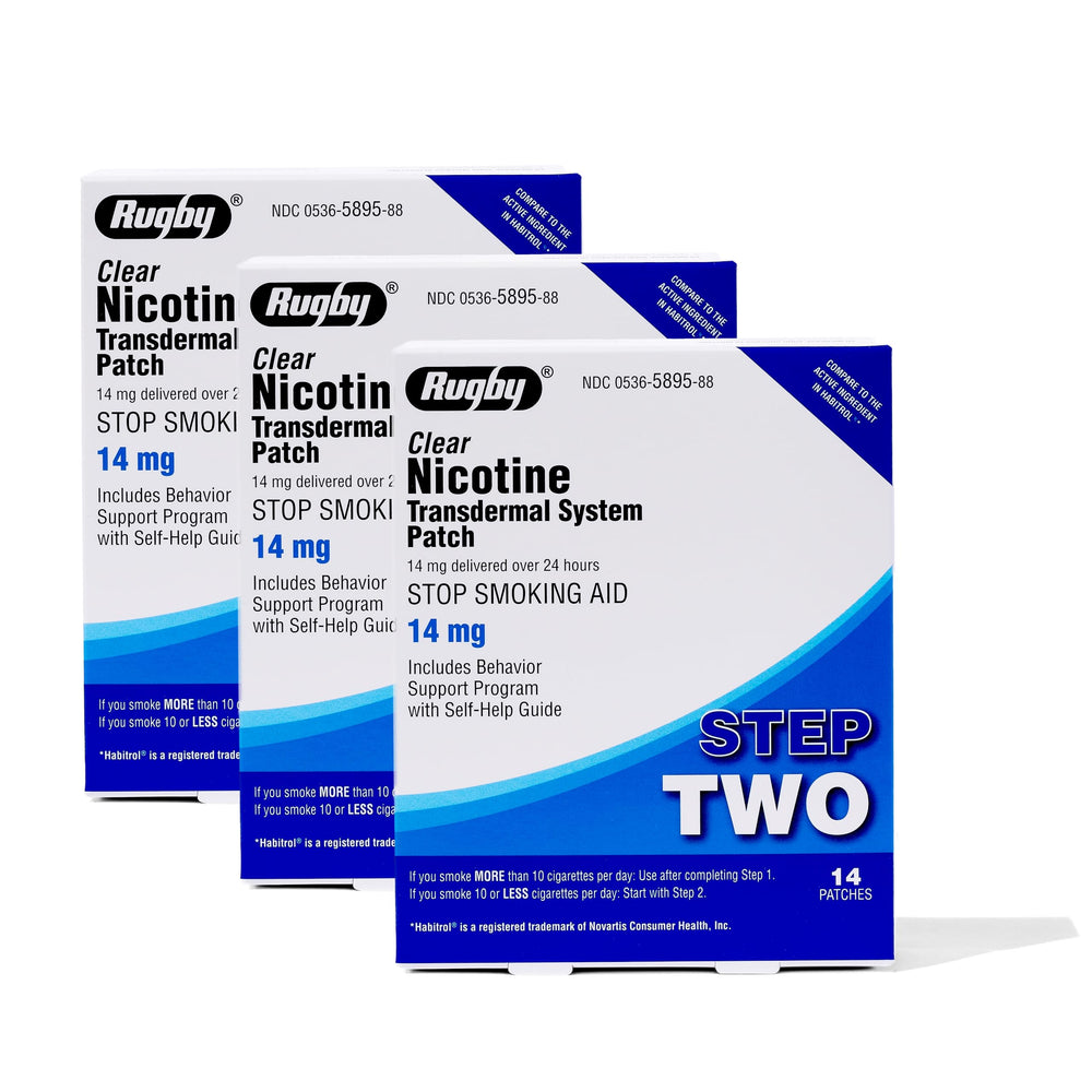 Rugby Clear Nicotine Patch on skin for continuous craving relief