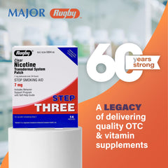 Rugby 7 mg nicotine patch supports daily use and cravings