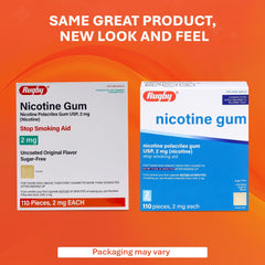 Rugby Polacrilex 2mg gum original flavor bottle 110-count for steady craving relief.