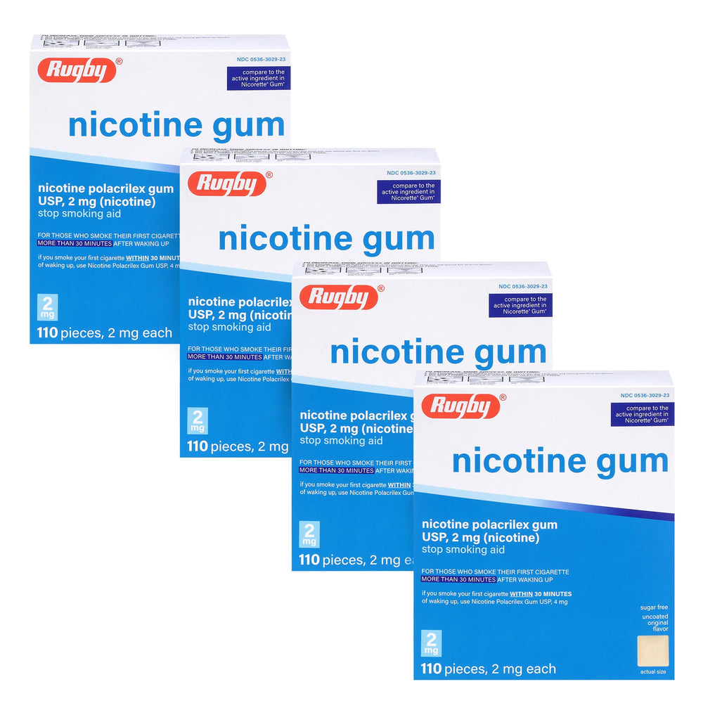 Rugby Laboratories polacrilex gum original flavor packaging showing discreet option