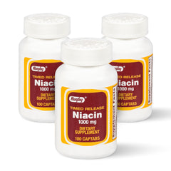 Rugby Laboratories timed-release niacin 1000mg bottle front for steady absorption