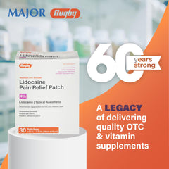 Rugby lidocaine patch instruction scene emphasizing use guidelines.