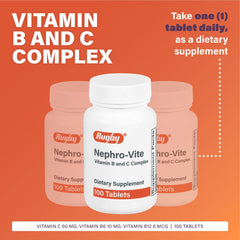 Rugby Nephro-Vite tablets close-up shows compact, easy-to-swallow capsules.