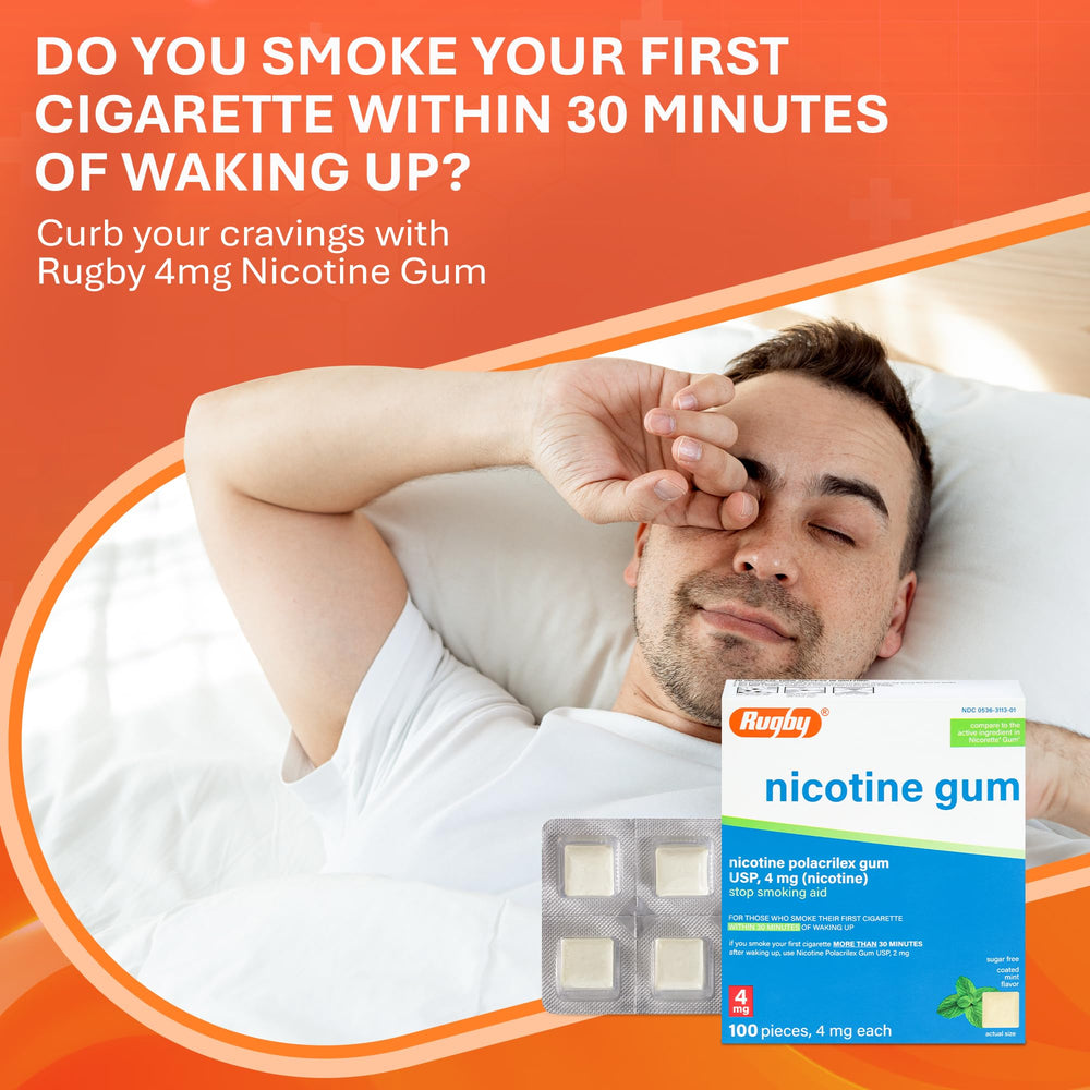 Rugby Polacrilex 4mg mint gum 2-pack saves on shipments.