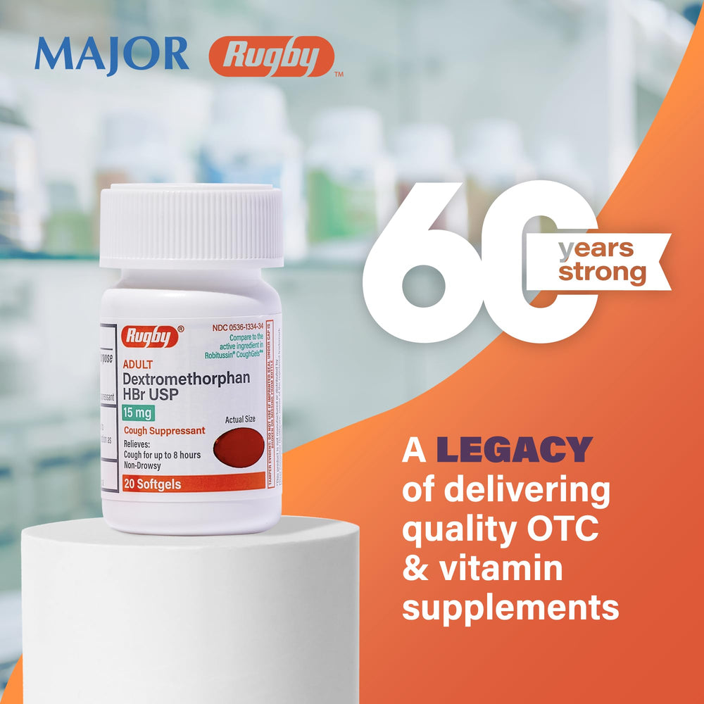 Rugby softgel capsule closeup highlights smooth texture and dosage.