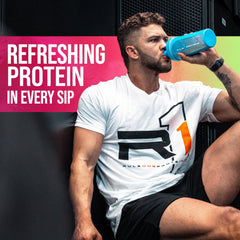 Rule 1 Clear Whey Isolate cherry limade glass conveys a refreshing flavor for daily protein.