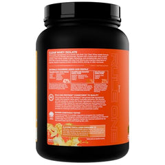 Rule 1 Clear Whey Isolate nutrition panel highlighting high protein and low carbs.