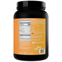 Rule 1 Clear Whey Isolate Peach Mango glass with crystal‑clear, fruity flavor.