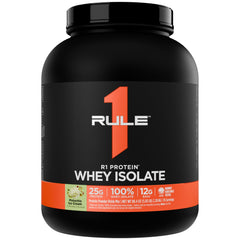 Rule 1 R1 Protein Whey Isolate bottle ready for a post-workout shake.
