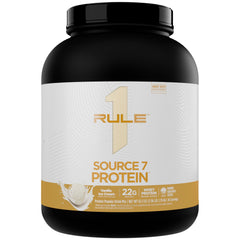 Rule 1 Source 7 Protein Vanilla Ice Cream powder in a jar, creamy taste and versatile protein boost
