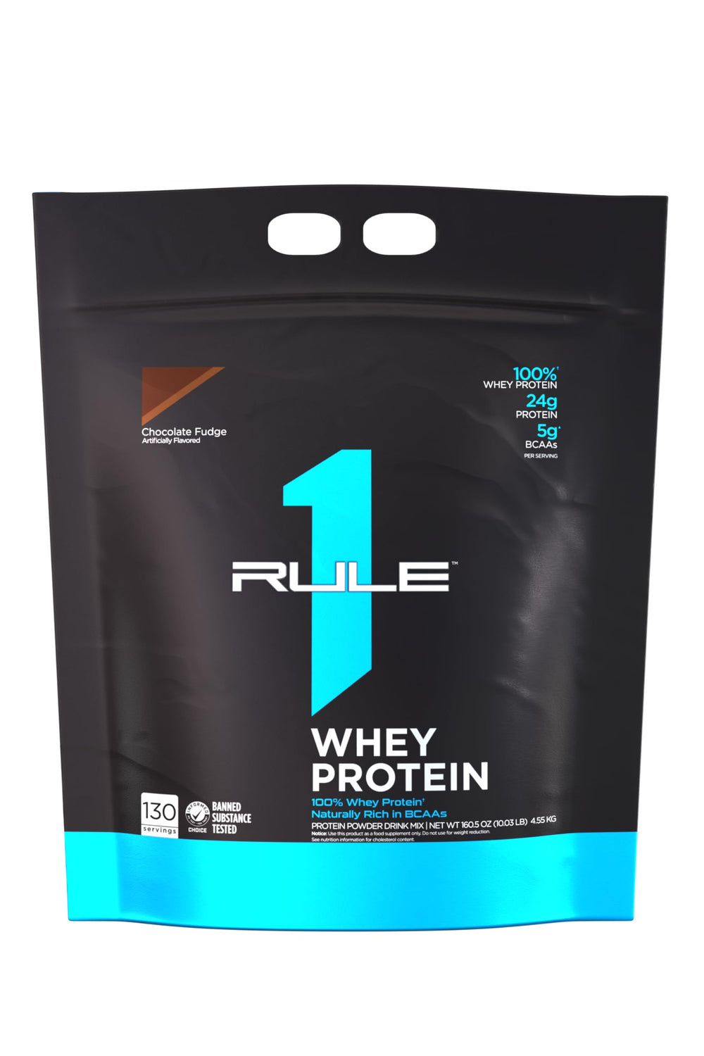 Rule 1 Whey Protein Chocolate Fudge pour bottle for quick refuel