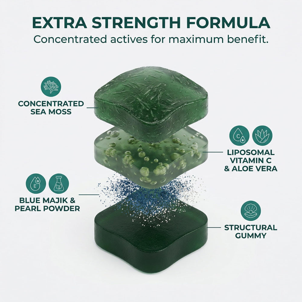 Rulinal Balmbare Revive Gummies displayed with aloe vera for skin comfort