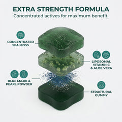 Rulinal Balmbare Revive Gummies displayed with aloe vera for skin comfort