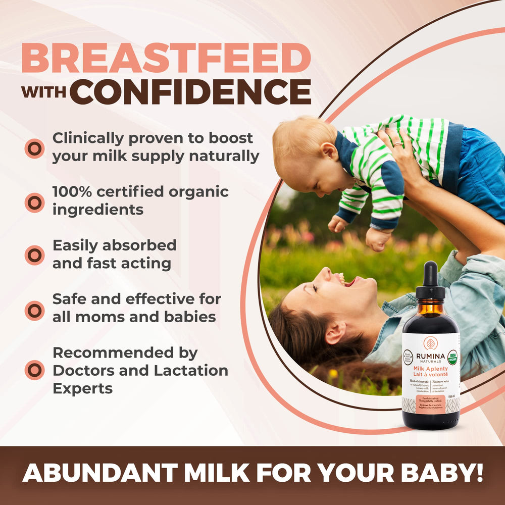Rumina Naturals Shatavari-Moringa-Milk Thistle-Vervain blend for gentle lactation support.