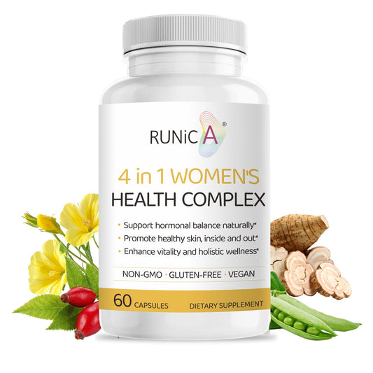 RUNICA balance bottle with capsules for daily hormonal support and routine ease.