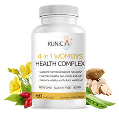 RUNICA balance bottle with capsules for daily hormonal support and routine ease.