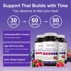 RUNICA natural berry diet support bowl showcases fresh berries with capsules