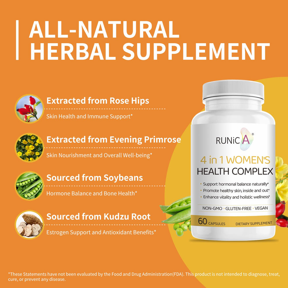 RUNICA soy isoflavones capsules supporting hormonal rhythm and comfort.