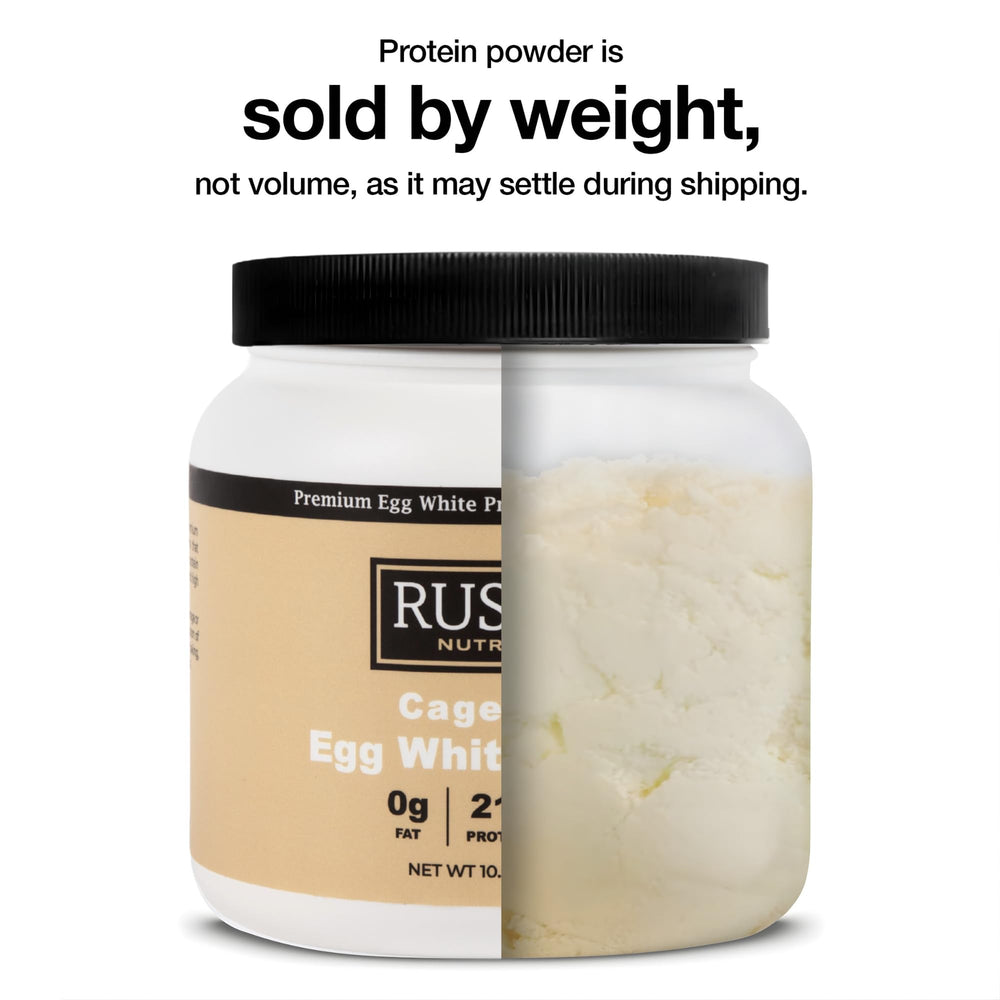 Rustic Nutrition egg white powder container for airtight storage