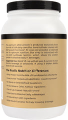 Rustic Nutrition Premium Whey Protein scoop in tub for convenient serving