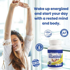 RUTA Daily De-Caffeinate on nightstand suggesting restful sleep potential