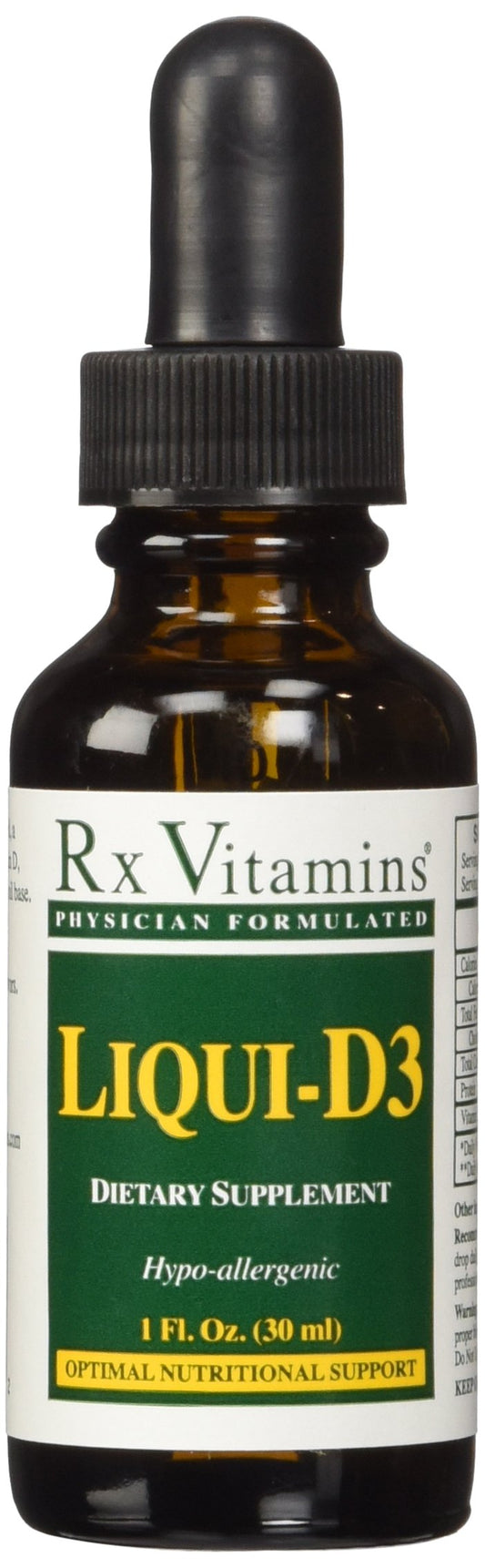 Rx Vitamins Liqui-D3 bottle with olive oil base for easy daily vitamin D