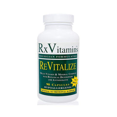 Rx Vitamins ReVitalize Iron Free bottle with 90 capsules for daily antioxidant support.
