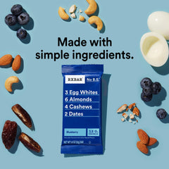 RXBAR Blueberry bar ingredients list with egg whites and nuts