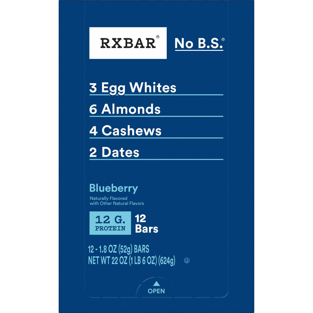 RXBAR Blueberry bar with breakfast pairing and coffee